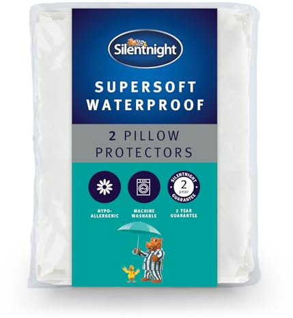 Silentnight Supersoft Quilted Waterproof Pillow Protector, Microfibre, White, Pack of 2