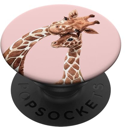 PopSockets Giraffe Mom Daughter Love Watercolor Africa Cute Rose Pink PopSockets PopGrip: Swappable Grip for Phones & Tablets