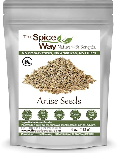 The Spice Way Premium Anise Seeds - Whole seeds (4 oz) also called Aniseed. Used for baking bread, cooking and even tea.
