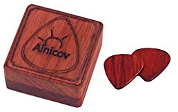 Alnicov Gitarrenplektren aus Holz, in Herzform, für Akustikgitarre, 2 Stück, braun, Lässig, Retro