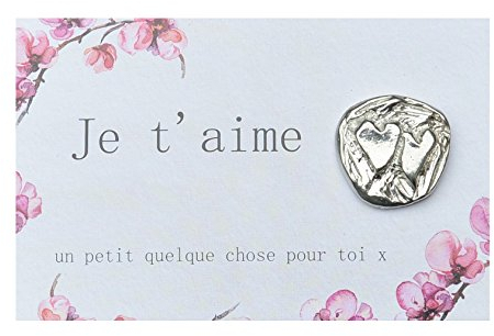 Les Etains de Jumilhac Porte-Bonheur Coeurs, Je T'Aime, Sur Petite Carte, Fabrication Artisanale Française, en Etain