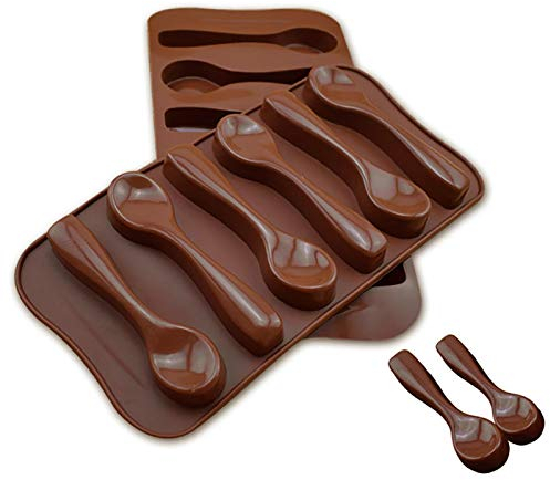 Luckxing 3 x 6 Cavities Silicone Chocolate Mould Spoon Silicone Baking Mould for Chocolate Baking Mould Silicone Chocolate Mould Praline Moulds Spoon Chocolate Moulds for Chocolate, Praline, Actions