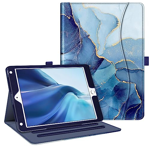FINTIE Schutzhülle für iPad 9.7 2018/2017/iPad Air 2/iPad Air 9,7 Zoll - Schutzhülle mit Mehreren Winkeln, Folio Stand Case Cover mit Tasche und automatischer Schlaf-/Weckfunktion, Marmor, Ozean
