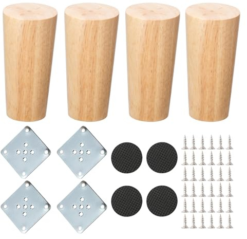 NAKUPENDA Möbelfüße Holz 4 Stück Sofafüße Holzmöbelbeine Gerade Konisch Ersatz Möbelbeine für Sofa TV Schrank Bett Couch Stuhl Teeschrank (10cm Höhe)