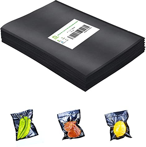 CANLENPK 20x30cm/8x12 Zoll Vakuumiertasche,Schwarze Rückseite Transparente Vorderseite,Versiegeln Mahlzeit,Snacks,Fruchtnüsse,Hitzegefrieren Vakuum Versiegeln Lebensmittelbeutel (50 STÜCK)