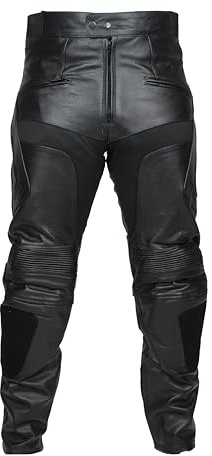 RKsports Mens Black 1265 Leather Cowhide Motorcycle Motorbike Jeans Trousers