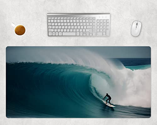 Mauspad XXL Gaming 80x40cm Oder 60x35cm - Surfer Schreibtischunterlage Groß - PC Computer Zubehör - Büro Schreibtisch Deko - Gamer Mousepad Rutschfest Und Wasserabweisend (60x35cm)
