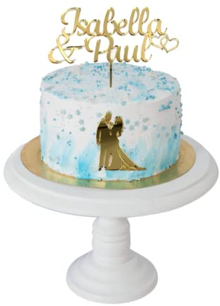 Cake topper Hochzeit personalisiert mit Name aus Spiegel Acrylglas gold/silber/rosegold Hochzeit