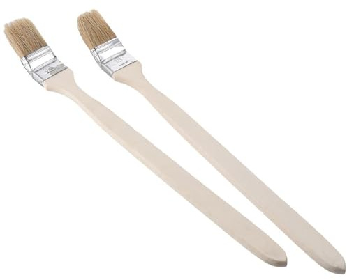 napkery 2Pcs Paint Brush Head Width 40mm/1.5 inch Long Wood Handle Metal Ferrule Bent Paint Brush Radiator Brush