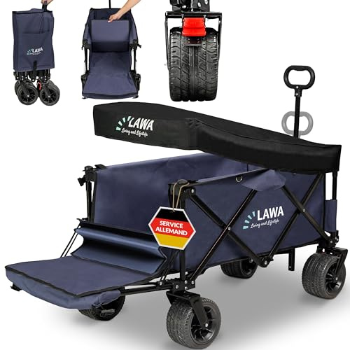 Bollerwagen faltbar mit Dach, Blau