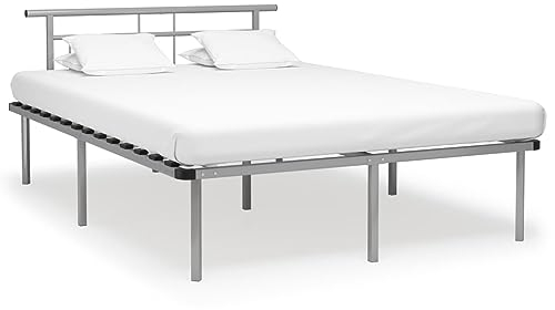 ZQQLVOO Bettgestell Familienbett Palettenbett Bettgestell Grau Metall 140x200 cm Geeignet für Familienzimmer