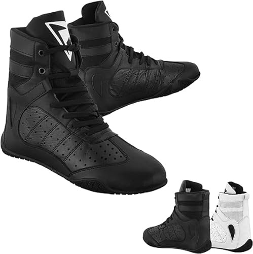 Zapatos de Boxeo Zapatos de Lucha para Hombres Muay Thai Kickboxing Sparring Adolescentes Boxeadores Entrenadores Zapato de Artes Marciales Transpirable Culturismo Botas de Boxeo 38-47 (Negro, 43)