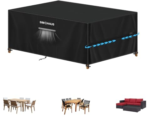 SIMPHAUS Abdeckung Gartenmöbel 160x90x75cm Wasserdicht Abdeckplane Gartenmöbel,Gartentisch Abdeckung,Schutzhülle für Balkonmöbel Set,Rattan Sitzgruppe,Garten Loungemöbel,Anti UV 420D Oxford Gewebe