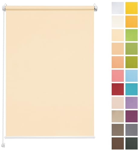 Rettika Sichtschutz Rollo ohne Bohren - Beige, Breite: 80cm, Höhe 120 - Rollos für Fenster ohne Bohren, Fenster rollos für innen, Jalousien zum Klemmen, Klemmrollo