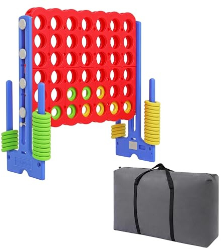 SDADI Jumbo 4 in a Row Game, 4-to-Score Giant Game Set with Adjustable Height (2.5-3.5 FT) for Kids & Adults, Indoor/Outdoor Connect Game with Quick-Release Slider, Perfect for Family and Party Games