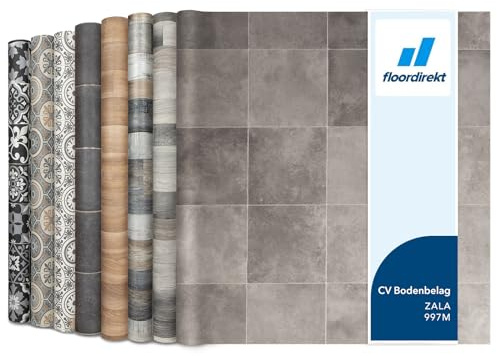 Floordirekt PVC Bodenbelag Meterware nach Maß Vinylboden, CV Linoleum für Küche & Balkon in Holzoptik, Fliesenoptik, Steinoptik - robust & pflegeleicht 200 x 200 cm | Atlantic Zala 997M
