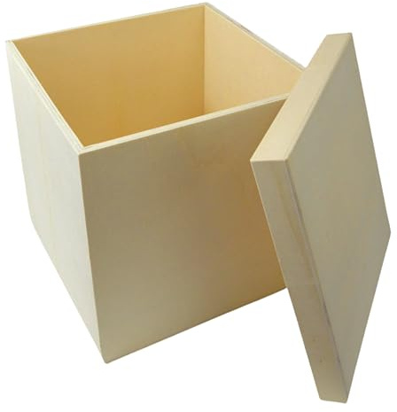 Aufbewahrungsbox aus Holz 26,5x26,5x25 cm mit Deckel – Quadratische Holzkiste für Erinnerungen, Deko und Bastelprojekte | Espirito Rebelde