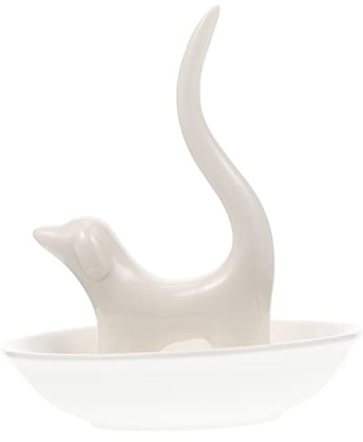 SAFIGLE Dog Jewelry Dish Keramischer Schmuck Organizer Mit Niedlichem Hundefdesign Für Ringe Ohrringe Und Halsketten Für Schlafzimmer Wohnzimmer Und Badezimmer