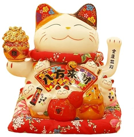 Winkekatze,Winkende Glückskatze,Chinesische Dekoration Katze,Waving Hand Paw Up Wohlstand Einladende Katze Gutes Glück Feng Shui Dekoration,für Jeden Feiertag Oder Anlass Symbol des Glücks,8 Zoll