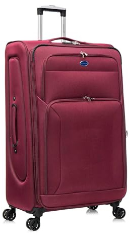 Aerostar Extra Large 32” Lightweight Softshell Expandable Suitcase, Integrated Combination Lock, 4 Wheels Check in Luggage for 30kg (Red, 162 litres)