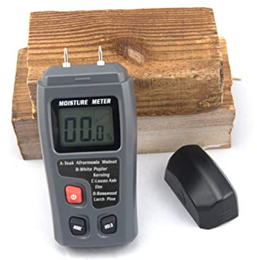 Artibetter Misuratore di Umidità Digitale Legno Display Lcd, Igrometro a Spillo Portatile per Legna da Ardere, Rilevatore di Umidità per Edilizia e Lavorazione del Legno, senza Batteria