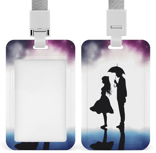 Ausweishalter mit Umhängeband, wasserdicht, Anime-Liebhaber, Silhouette, Ausweishülle, Kunststoff-Kartenhülle, vertikale Kartenschutzabdeckung, Namensschild-Halter für Krankenschwester, Arbeit, Büro,