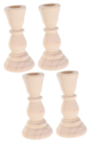 GETAJGHSD 4stücke Holz Kerzenständer Für Stabkerzen Minimalistische Tischdekoration Für Hochzeiten Und Zuhause Kleine Aromakerzenhalter Aus Holz Natürlicher Vintage Stil Für