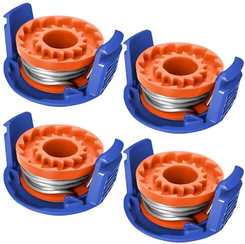 ELLECILA 4 Pack Strimmer Spool for Macallister, Trimmer Replacement Spool Line with Spool Cover, Strimmer Wire, Grass Trimmer Spool, Replacement Strimmer Line for Macallister Mac Allister MGTP18Li