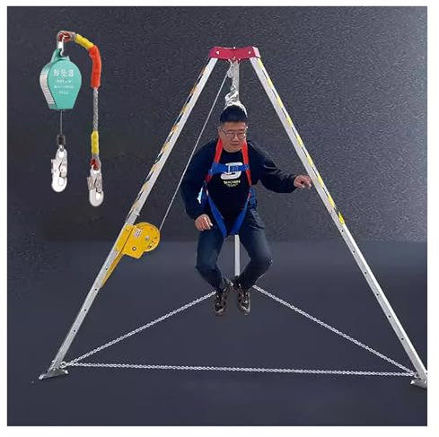 Générique Trépied de Levage Portable Robuste avec treuil pour espaces confinés - Kit d'équipement de Sauvetage d'urgence (treuil de 1 200 LB + Charge nominale de 300 kg)