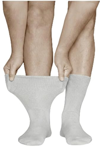 VITSOCKS Herrstrumpor med Extra Lös Resår, Bomull (3 PAR) Svullna Ben och Anklar, grå, 42-43