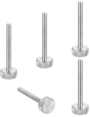sourcing map Rändelschrauben, M4 x 35 mm, 304 Edelstahl, Flachkopf-Rändelschrauben, metrische Diamant-Rändelkopfschrauben, Griffknöpfe, handfest, Gewindebefestigungen, 12 mm Durchmesser, 5 Stück