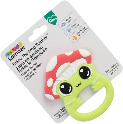 Lamaze Finlee Der Frosch Beißring, Silikon Zahnungsspielzeug Für Babys, BPA-Frei, Sensorisches Spielzeug, Texturiert, Einfach Zu Halten, Reisegröße, Für Kleinkinder, Farbenfroh Und Sicher
