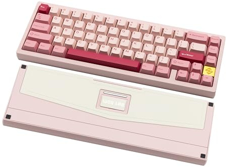 CutiePcs WOBKEY Zen 65 Mechanische Tastatur, Quick Release CNC-Aluminiumgehäuse, Hot-Swappable, Tri-Mode (BT/2,4G/USB-C), RGB-Beleuchtung, QMK/VIA, für Mac & Windows geeignet (Lite Pink)