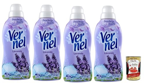 Vernel Vernel Lavendel Weichspülerkonzentrat Waschmaschine, Weichspüler für Wäsche mit Duft bis zu 100 Tage, 700 ml - 4x 700 ml + Italian Gourmet polpa 400g