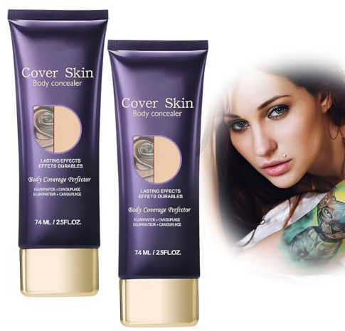 EIHI 2 pièces Fond de Teint Corps & Jambes Waterproof, Maquillage Corporel Haute Couvrance - Camouflage Tatouages, Cicatrices & Veines