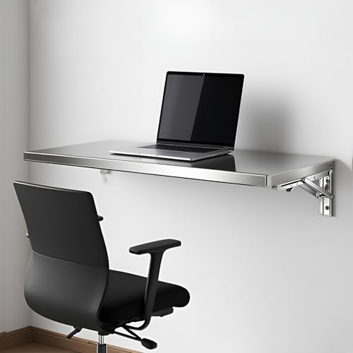 Tavolo Pieghevole da Parete in Acciaio Inox 304, Banco da Lavoro a Muro, Tavoli da Pranzo/Tavolino da Bar/Scrivania per Garage Capannoni/Uffici/Lavanderie/Cucine(50x40cm/19.7x15.7in)