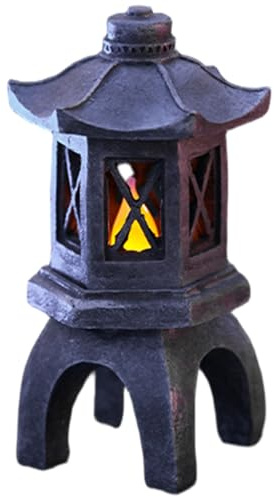 Comebachome Japanese Pagoda Statues, Waterproof Solar Pagoda Lantern, 3.9x3.9x9.5 inch Decorative Japanese Stone Lantern for Garden Yard Lawn Balcony, Patio, Porch
