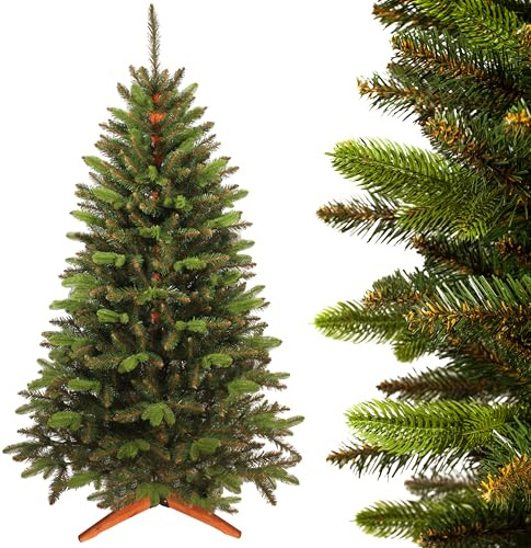 SMEREKA® Künstlicher Weihnachtsbaum 220 cm - Naturgetreue Zweige | Premium Weihnachtsbaum Künstlich wie Echt mit Holzständer, Made in EU - Realistischer Christbaum