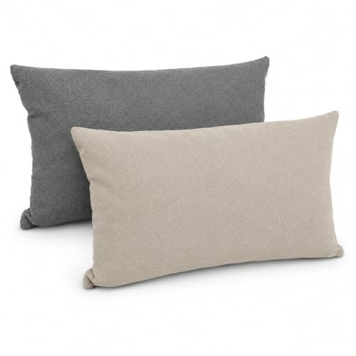 Formalind 2er Set Sofakissen 50x30cm, Beige Grau zweifarbig | Mit Füllung und Bezug, Abnehmbare und waschbare Bezüge, Weiche Couchkissen, Bequeme Couchkissen