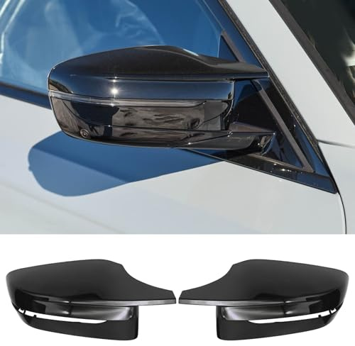 Ollanoos Auto-Spiegelkappen, Ersatz für BMW 3 4 5 7 8 Serie G20 G21 G30 G38 G22 G23 G11 G12 G15 G16, glänzende schwarze Rückspiegelkappen (1 Paar)