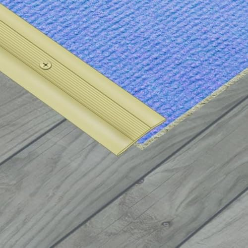 SupaDec Aluminium Coverstrip Gold Effect – 25mm x 900mm | Floor Cover Strip with Fixings | Easy-Install Threshold Trim for All Flooring | Secures & Hides Flooring Edges | Aluminium Floor Transition