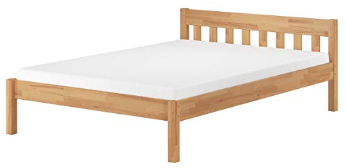 Erst-Holz®Überlanges Doppelbett Massivholzbett 140x220 Buche Zubehör wählbar V-60.83-14-220Rollrost und Matratze inkl.