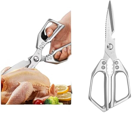Cisaille de cuisine en acier inoxydable – Cisaille polyvalente robuste pour couper les os de poulet, le poisson, la viande et les fruits de mer, lavable au lave-vaisselle