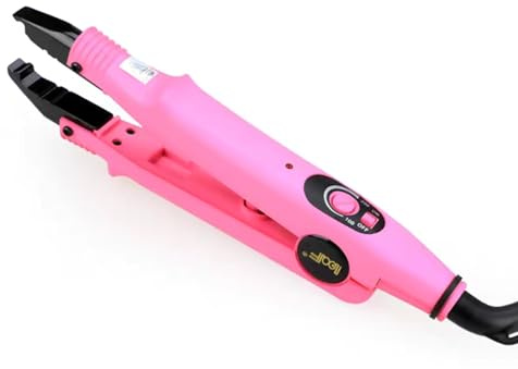 UMIWE Appareil de Chauffage pour Extensions de Cheveux, Plaque Chauffante Revêtue de Téflon, Outil Professionnel pour Coiffure et Extensions Capillaires(Rose, Température Réglable)