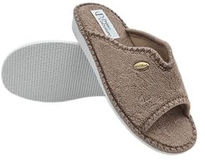 Le Cotonelle Ciabatte Aperte Donna, Pantofole Estive in Spugna e Cotone, Ciabattine Casa con Tacco e Antiscivolo (Beige, 41, Sistema Taglie Calzature EU, Adulto, Donna, Numero, Media, 41)