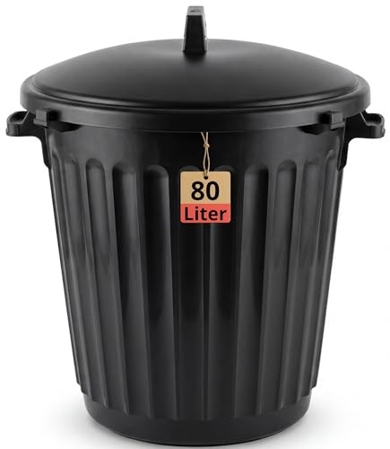 BigDean Mülltonne 80 Liter 55cm Durchmesser verschließbarem Deckel