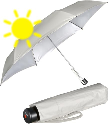 Knirps Leichter Mini Sonnen-Regenschirm C.058 Manual mit UV- und Hitzeschutz - Stone-Silver