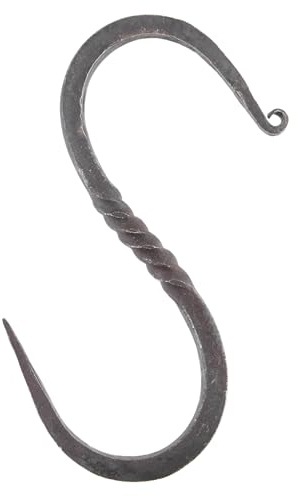 Battle-Merchant S-Haken, tordiert, ca. 13,5 cm, Handgeschmiedet | Rustikaler Mittelalter Allzweckhaken, Mittelalter, Wikinger, LARP, Reenactment, Lagerleben, Garderobenhaken