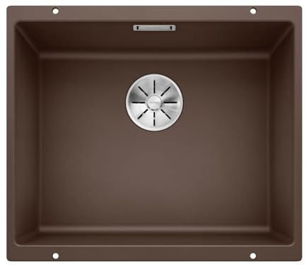BLANCO SUBLINE 500-U | Granitspüle aus SILGRANIT cafe | Einbauart: Unterbau | für 60 cm breite Unterschränke | Ein Ausschnitt und nur einmal montiert | [53x46x20,2 cm]