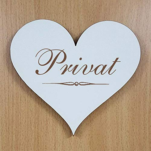 Cartello a forma di cuore « PRIVAT » circa 13 x 12 cm – Targa autoadesiva per porta accessori per la casa – Cartello di avvertimento